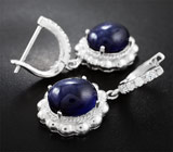 Замечательные серебряные серьги с насыщенно-синими сапфирами Серебро 925