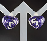 Эффектные серебряные серьги с цветной эмалью Серебро 925