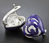 Эффектные серебряные серьги с цветной эмалью Серебро 925