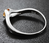 Прелестное cеребряное кольцо с золотисто-желтым сапфиром Серебро 925