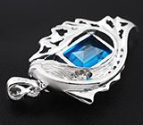 Оригинальный серебряный кулон с голубым топазом Серебро 925