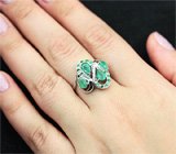 Оригинальное серебряное кольцо с изумрудами Серебро 925