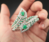 Серебряный браслет с изумрудами Серебро 925