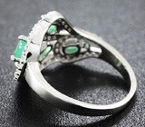 Изысканное серебряное кольцо с изумрудами Серебро 925
