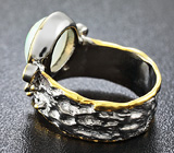 Серебряное кольцо с кристаллическим эфиопским опалом, родолитами и желтыми сапфирами Серебро 925
