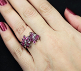 Элегантное серебряное кольцо с пурпурно-розовыми сапфирами Серебро 925
