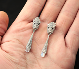 Эффектные серебряные серьги «Тигры» с лунным камнем Серебро 925