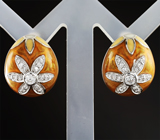 Замечательные серебряные серьги с цветной эмалью Серебро 925