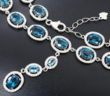 Великолепное серебряное колье с насыщенно-синими топазами Серебро 925