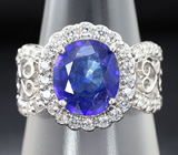 Превосходное серебряное кольцо с синим сапфиром Серебро 925