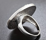 Крупное скульптурное серебряное кольцо с изумрудами и черной эмалью Серебро 925