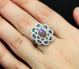 Серебряное кольцо с эфиопским опалом и синими сапфирами Серебро 925