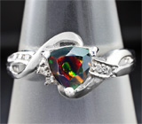 Элегантное серебряное кольцо с ограненным эфиопским черным опалом Серебро 925