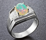 Стильное серебряное кольцо с кристаллическим эфиопским опалом Серебро 925