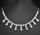 Серебряное колье с лунным камнем Серебро 925