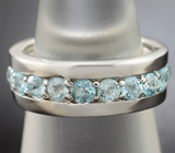 Стильное серебряное кольцо с голубыми топазами Серебро 925