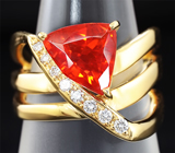 Золотое кольцо с мексиканским огненным опалом и бриллиантами Золото