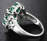 Серебряное кольцо с родолитом гранатом и зелеными агатами Серебро 925