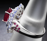 Превосходное серебряное кольцо с рубинами и танзанитами Серебро 925