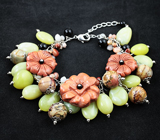 Браслет с разноцветными агатами, яшмой, лимонным нефритом и ониксом 