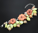 Браслет с разноцветными агатами, яшмой, лимонным нефритом и ониксом 