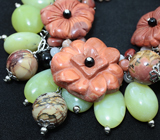 Браслет с разноцветными агатами, яшмой, лимонным нефритом и ониксом 