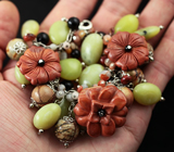 Браслет с разноцветными агатами, яшмой, лимонным нефритом и ониксом 