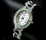 Элегантные часы с изумрудами Серебро 925