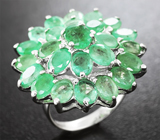 Замечательное серебряное кольцо с изумрудами Серебро 925