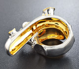 Серебряное кольцо c жемчугом, перидотами и желтым сапфиром Серебро 925