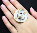 Серебряное кольцо с жемчужиной и сапфирами падпараджа Серебро 925