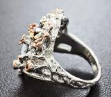 Серебряное кольцо c дендритическим агатом и оранжевыми сапфирами Серебро 925