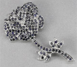 Крупная брошь "Роза" с насыщенно-синими сапфирами Серебро 925