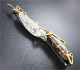 Серебряный кулон с австралийским болдер опалом и рубинами на шнуре Серебро 925