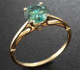Золотое кольцо с муассанитом 1,15 карат и бриллиантами Золото