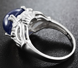 Серебряное кольцо с кабошоном синего сапфира Серебро 925