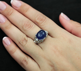 Серебряное кольцо с кабошоном синего сапфира Серебро 925