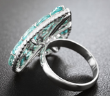 Роскошное серебряное кольцо с голубыми цирконами Серебро 925