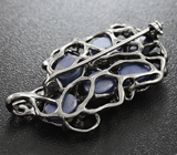 Серебряная брошь/кулон со звездчатыми и синими сапфирами Серебро 925