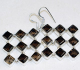 Оригинальные серьги с дымчатыми топазами Серебро 925