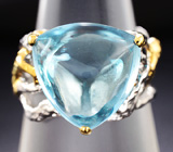 Серебряное кольцо c кабошоном голубого топаза Серебро 925