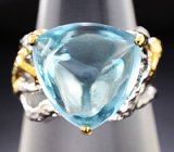 Серебряное кольцо c кабошоном голубого топаза Серебро 925