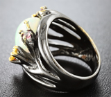 Серебряное кольцо с эфиопским опалом и разноцветными сапфирами Серебро 925