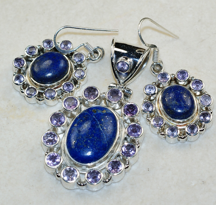 Комплект с лазуритом и аметистами