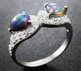 Серебряное кольцо с роскошными кристаллическими черными опалами Серебро 925