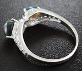 Серебряное кольцо с роскошными кристаллическими черными опалами Серебро 925