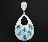 Замечательный серебряный комплект с голубыми топазами Серебро 925