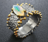Серебряное кольцо c ограненным эфиопским опалом Серебро 925