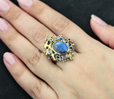 Серебряное кольцо с лабрадоритом, голубыми и синими сапфирами Серебро 925