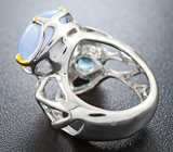 Серебряное кольцо с халцедоном и голубым топазом